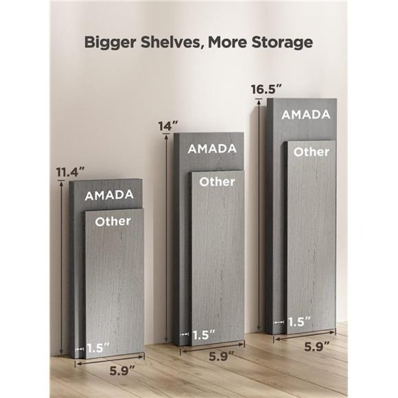 Floating Shelves Set of 3 with Heavy Duty Metal Frame, Hold up to 55lbs, Rustic - Picture 3 of 5